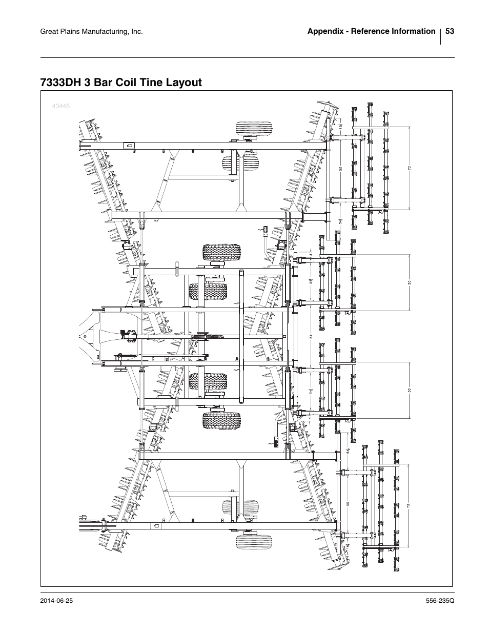 7333dh 3 bar coil tine layout | Great Plains 7336 DH Predelivery Manual User Manual | Page 57 / 66