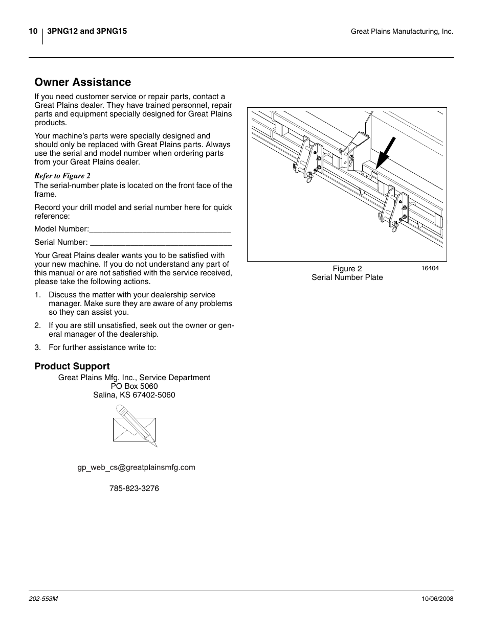 Owner assistance, Product support | Great Plains 3PNG15 Operator Manual User Manual | Page 14 / 58