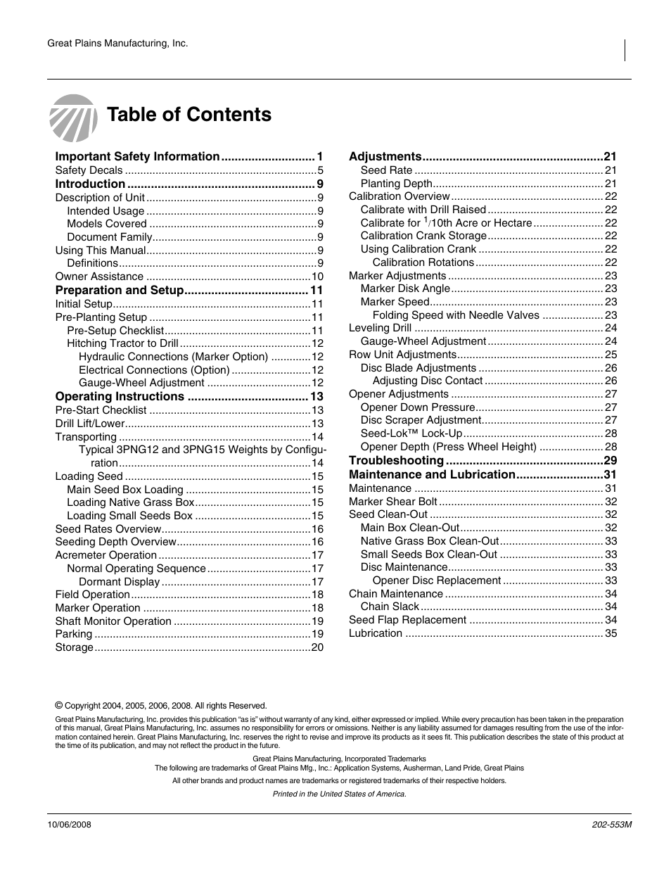 Great Plains 3PNG15 Operator Manual User Manual | Page 3 / 58