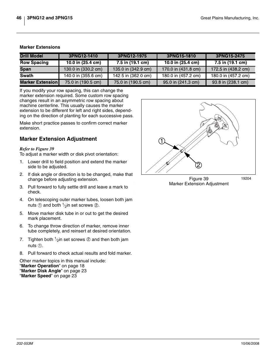 Marker extensions, Marker extension adjustment | Great Plains 3PNG15 Operator Manual User Manual | Page 50 / 58