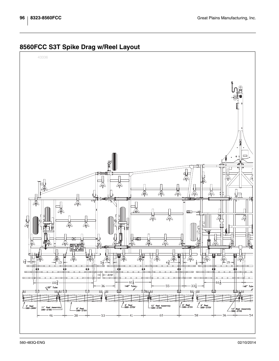 8560fcc s3t spike drag w/reel layout | Great Plains 8560 FCF Assembly Manual User Manual | Page 100 / 140