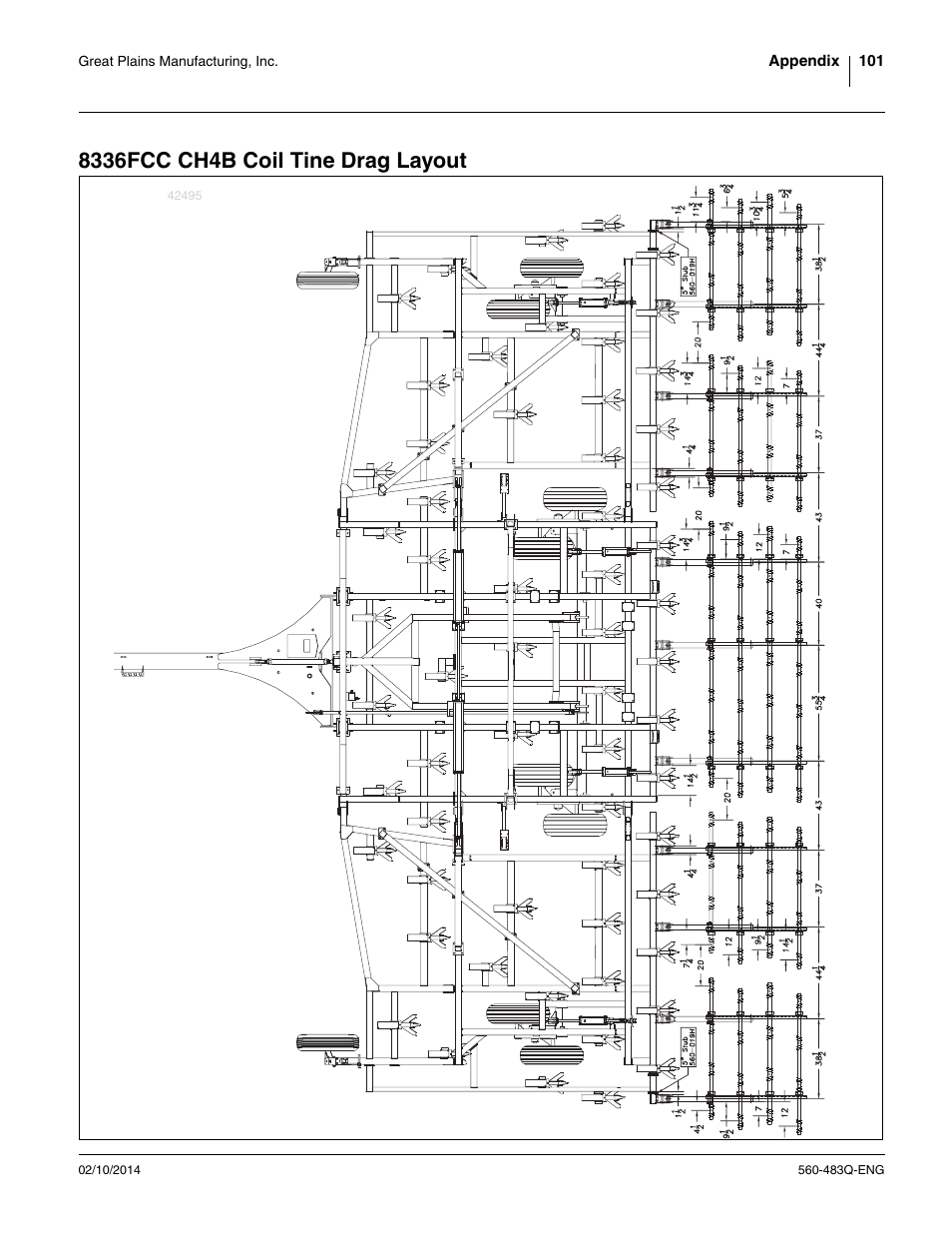 8336fcc ch4b coil tine drag layout | Great Plains 8560 FCF Assembly Manual User Manual | Page 105 / 140