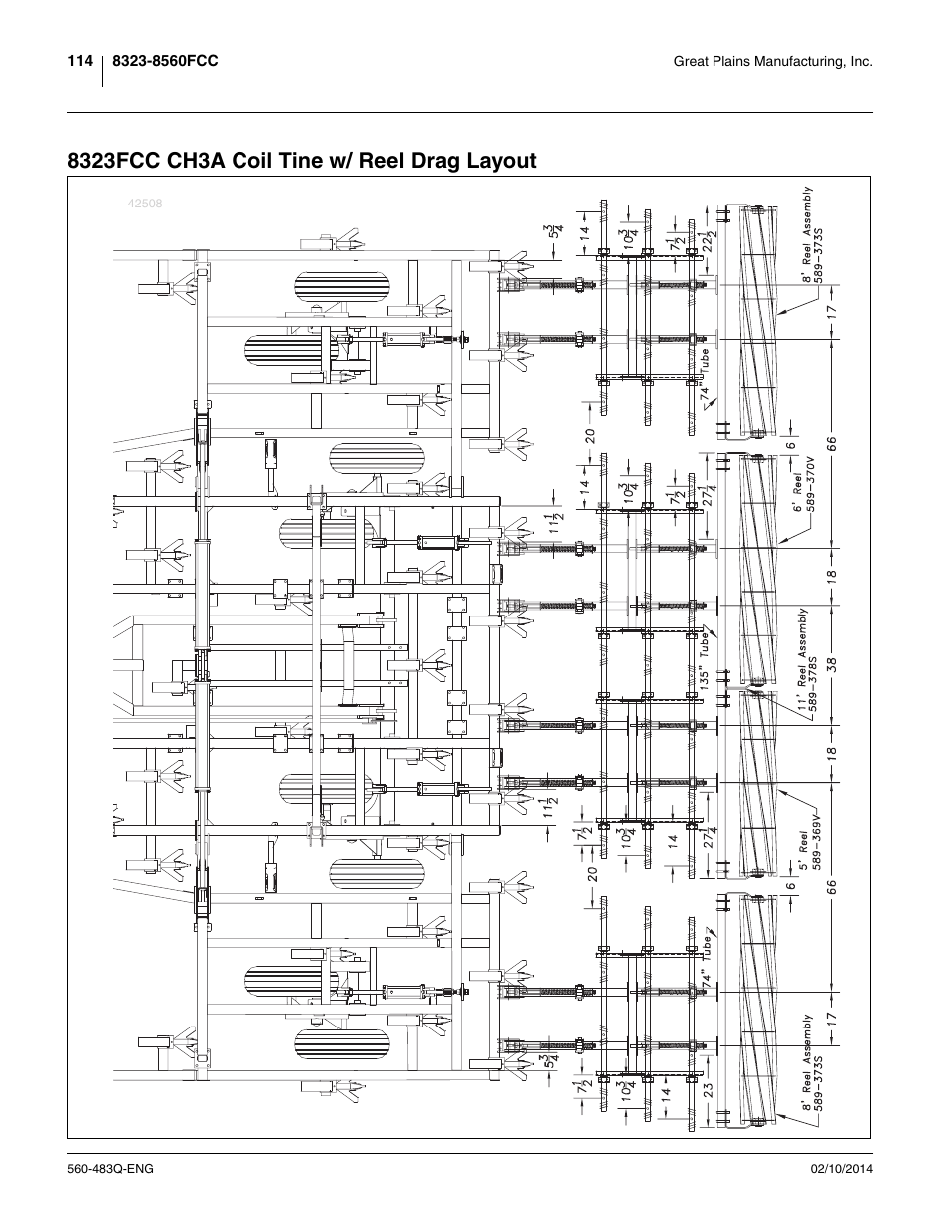 8323fcc ch3a coil tine w/ reel drag layout | Great Plains 8560 FCF Assembly Manual User Manual | Page 118 / 140
