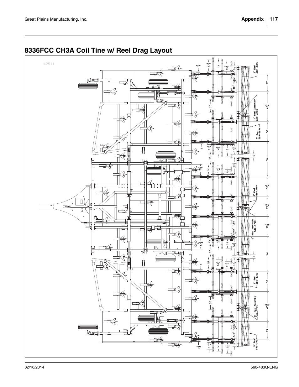 8336fcc ch3a coil tine w/ reel drag layout | Great Plains 8560 FCF Assembly Manual User Manual | Page 121 / 140