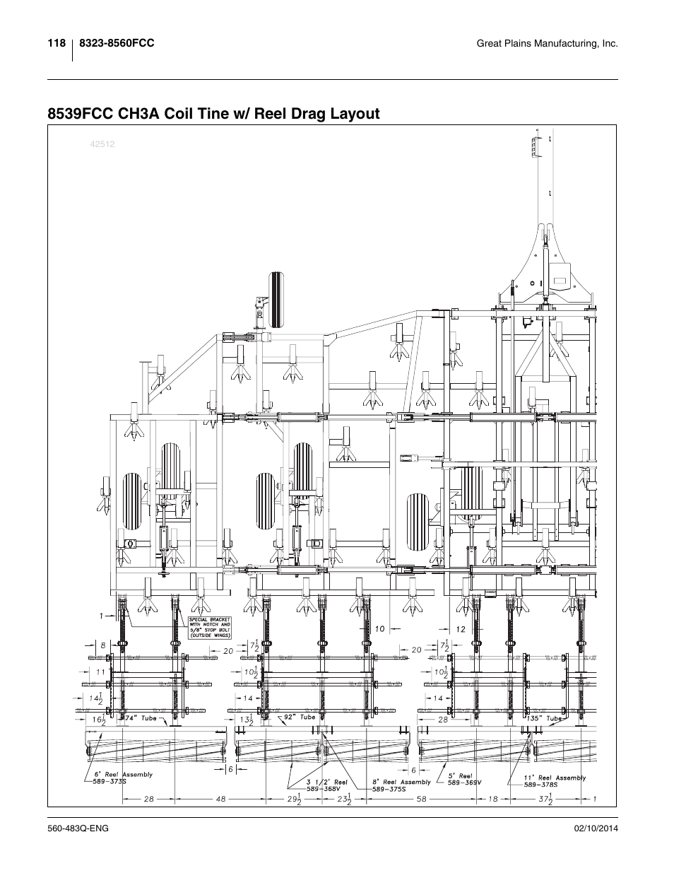 8539fcc ch3a coil tine w/ reel drag layout | Great Plains 8560 FCF Assembly Manual User Manual | Page 122 / 140