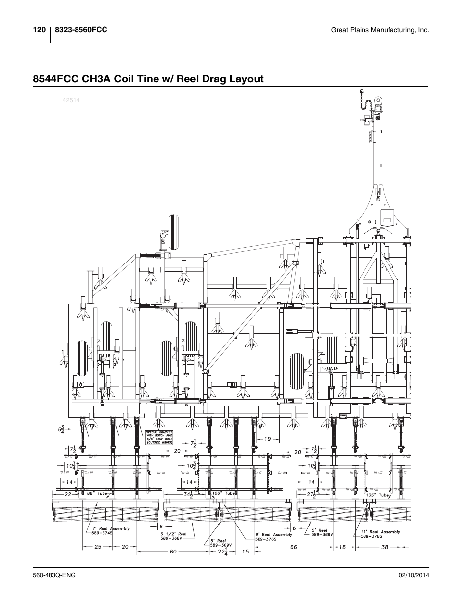 8544fcc ch3a coil tine w/ reel drag layout | Great Plains 8560 FCF Assembly Manual User Manual | Page 124 / 140