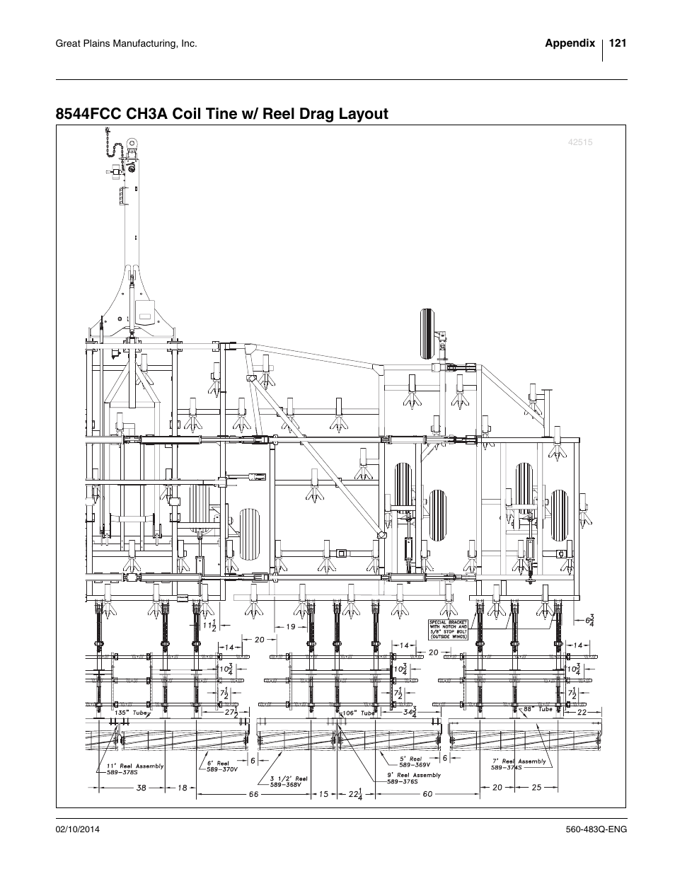 8544fcc ch3a coil tine w/ reel drag layout | Great Plains 8560 FCF Assembly Manual User Manual | Page 125 / 140