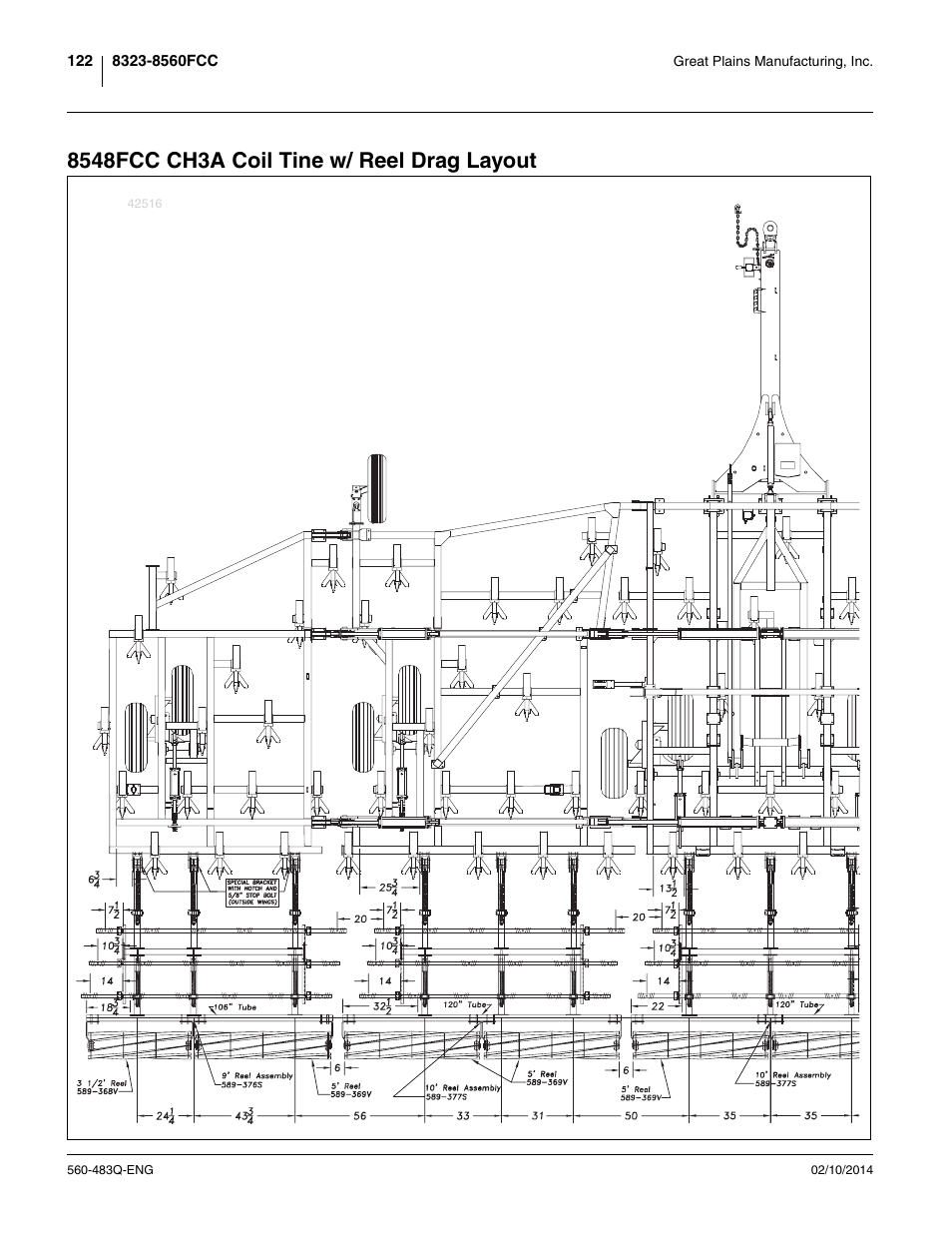 8548fcc ch3a coil tine w/ reel drag layout | Great Plains 8560 FCF Assembly Manual User Manual | Page 126 / 140