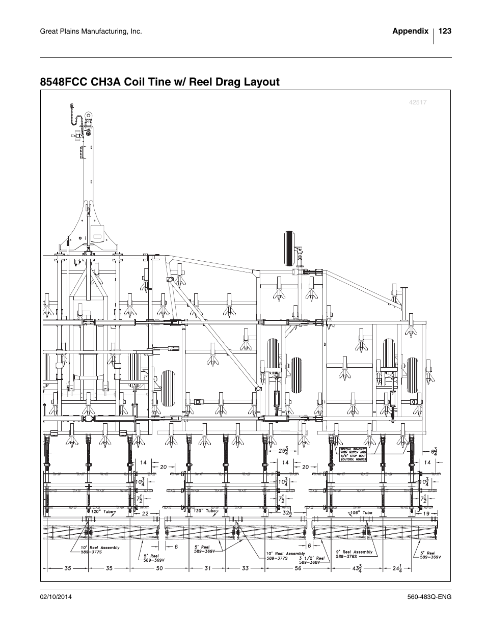 8548fcc ch3a coil tine w/ reel drag layout | Great Plains 8560 FCF Assembly Manual User Manual | Page 127 / 140