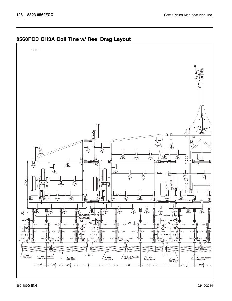 8560fcc ch3a coil tine w/ reel drag layout | Great Plains 8560 FCF Assembly Manual User Manual | Page 132 / 140