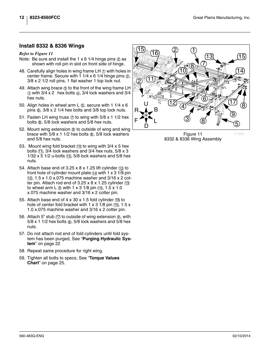 Install 8332 & 8336 wings | Great Plains 8560 FCF Assembly Manual User Manual | Page 16 / 140