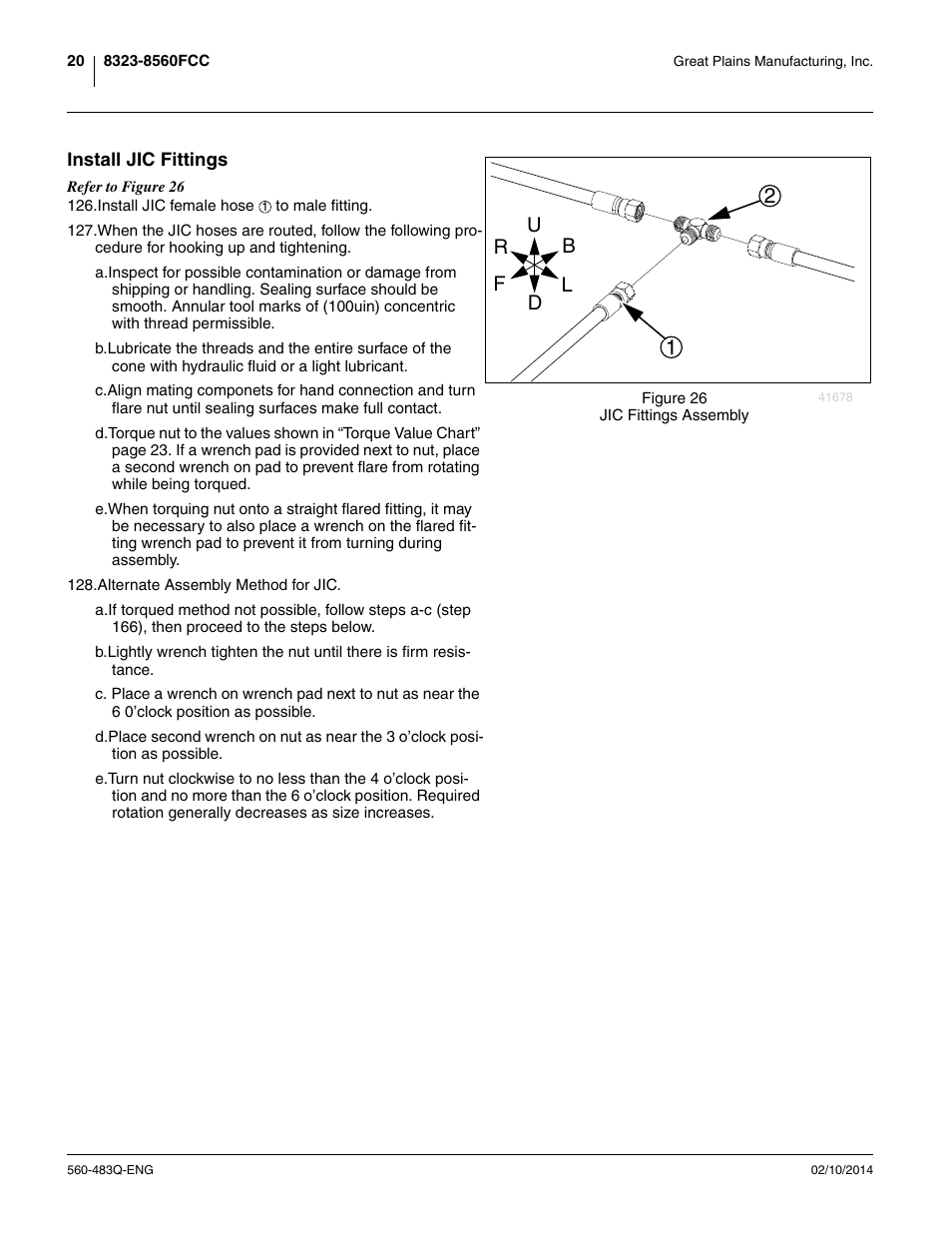 Install jic fittings | Great Plains 8560 FCF Assembly Manual User Manual | Page 24 / 140