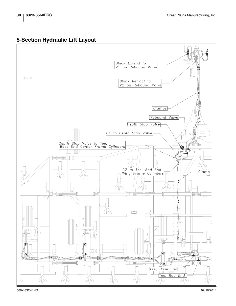 Section hydraulic lift layout | Great Plains 8560 FCF Assembly Manual User Manual | Page 34 / 140
