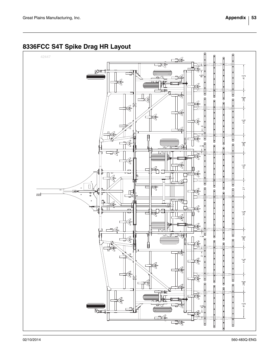 8336fcc s4t spike drag hr layout | Great Plains 8560 FCF Assembly Manual User Manual | Page 57 / 140
