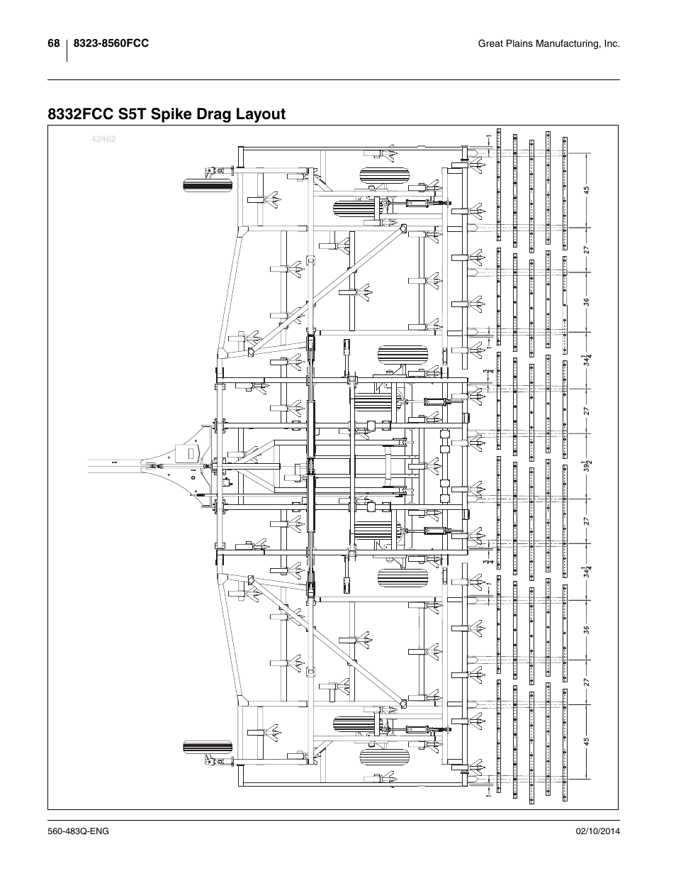 8332fcc s5t spike drag layout | Great Plains 8560 FCF Assembly Manual User Manual | Page 72 / 140