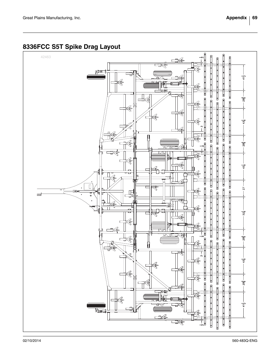 8336fcc s5t spike drag layout | Great Plains 8560 FCF Assembly Manual User Manual | Page 73 / 140