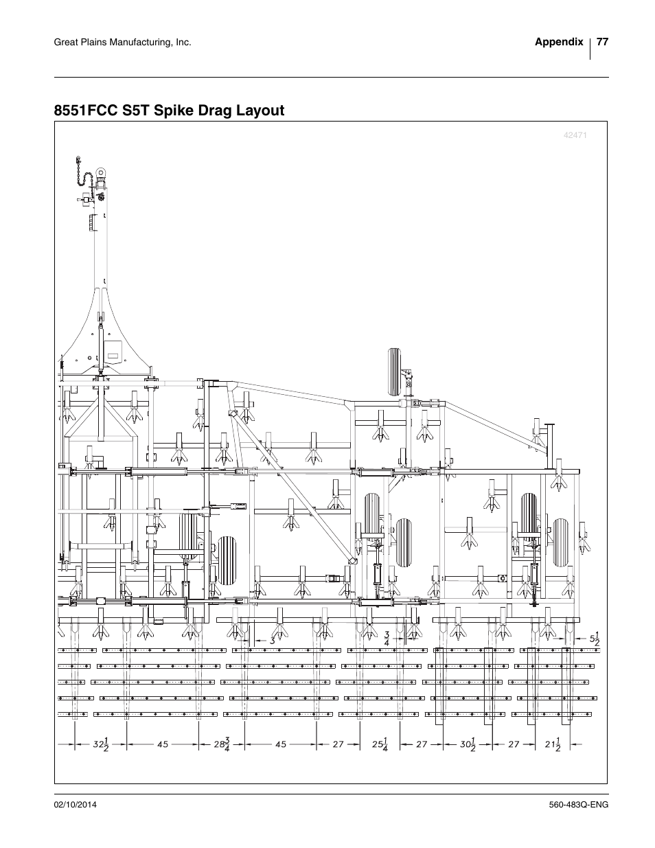 8551fcc s5t spike drag layout | Great Plains 8560 FCF Assembly Manual User Manual | Page 81 / 140