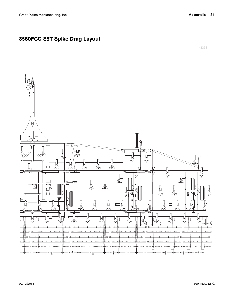 8560fcc s5t spike drag layout | Great Plains 8560 FCF Assembly Manual User Manual | Page 85 / 140