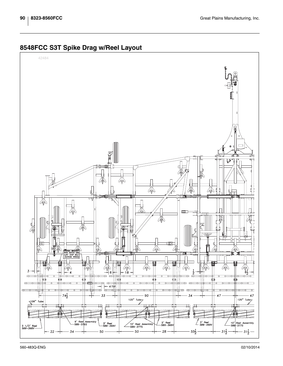 8548fcc s3t spike drag w/reel layout | Great Plains 8560 FCF Assembly Manual User Manual | Page 94 / 140