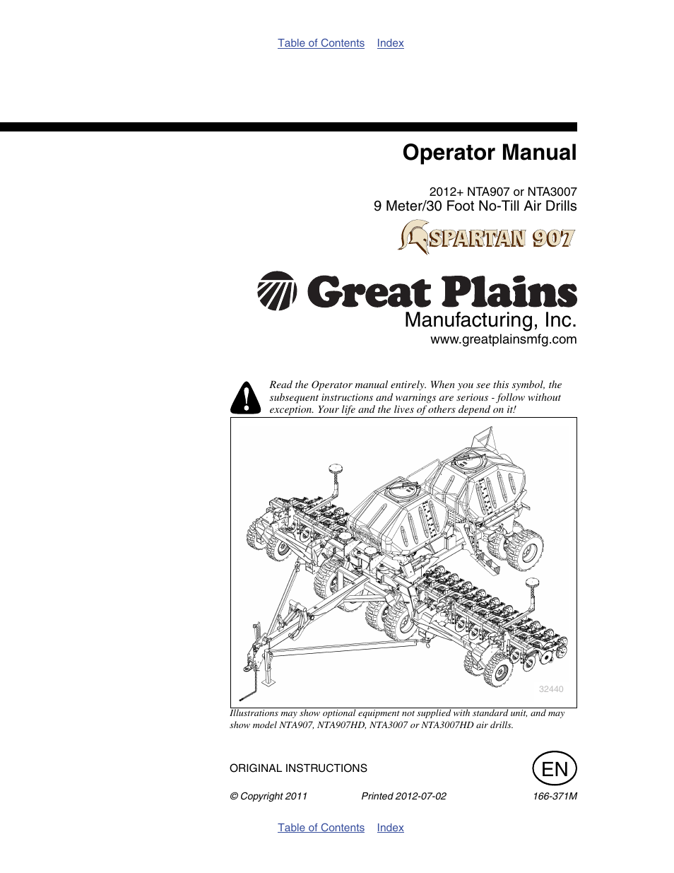 Great Plains NTA3007 Operator Manual User Manual | 200 pages