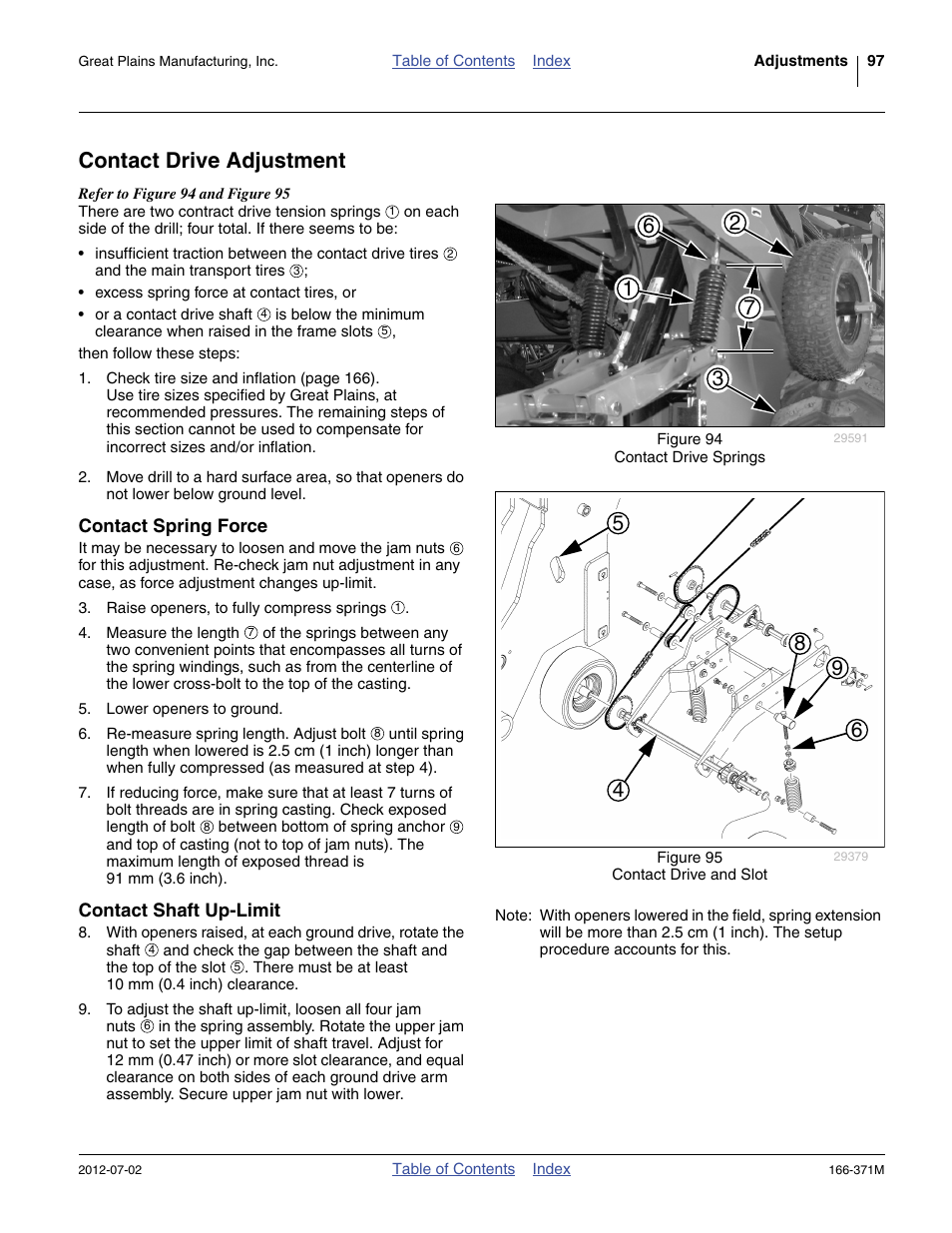 Contact drive adjustment, Contact spring force, Contact shaft up-limit | Great Plains NTA3007 Operator Manual User Manual | Page 101 / 200