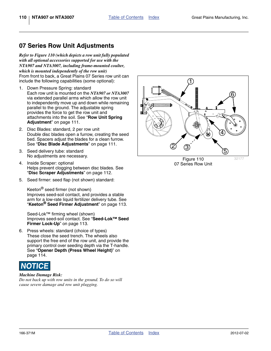 07 series row unit adjustments | Great Plains NTA3007 Operator Manual User Manual | Page 114 / 200