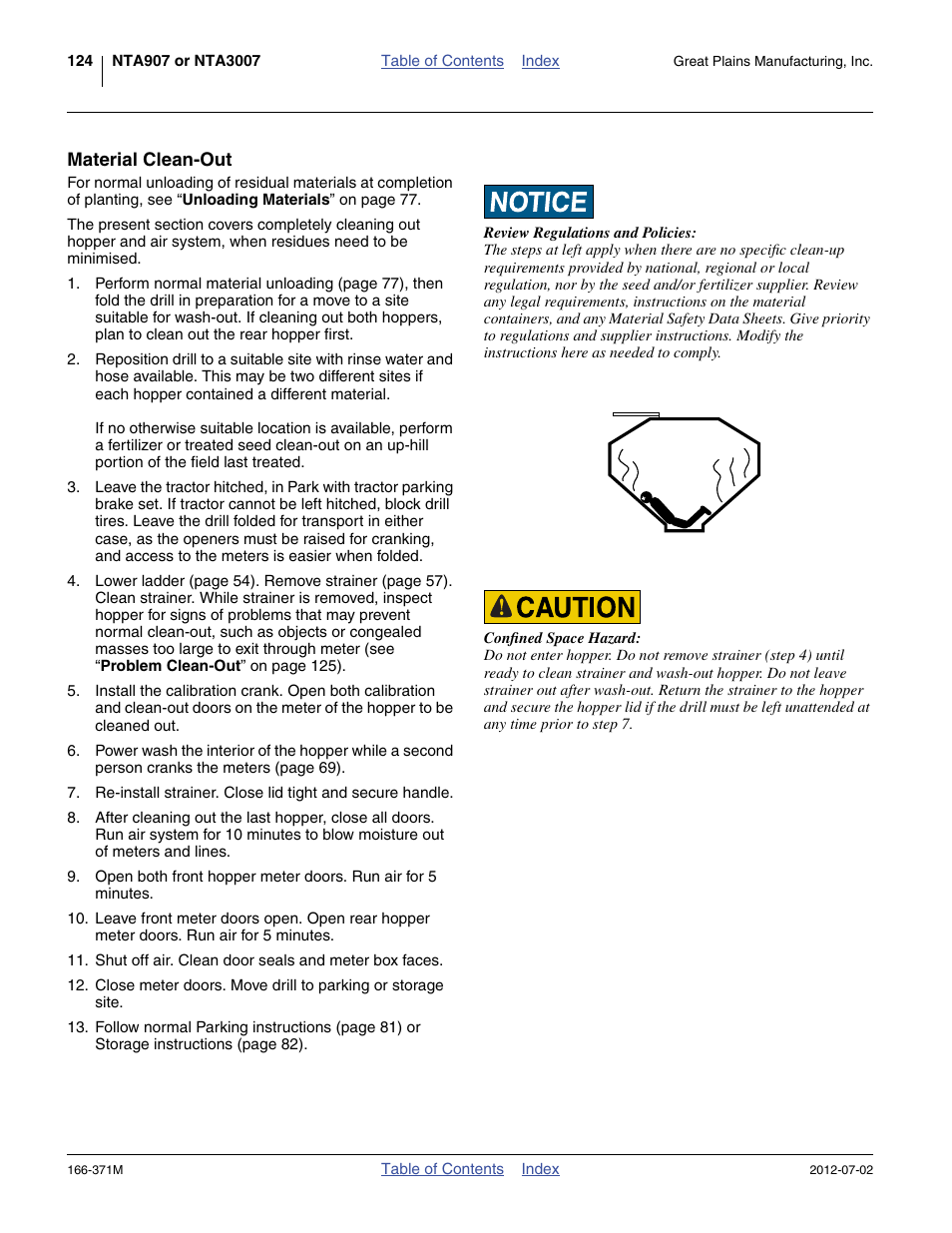 Material clean-out | Great Plains NTA3007 Operator Manual User Manual | Page 128 / 200