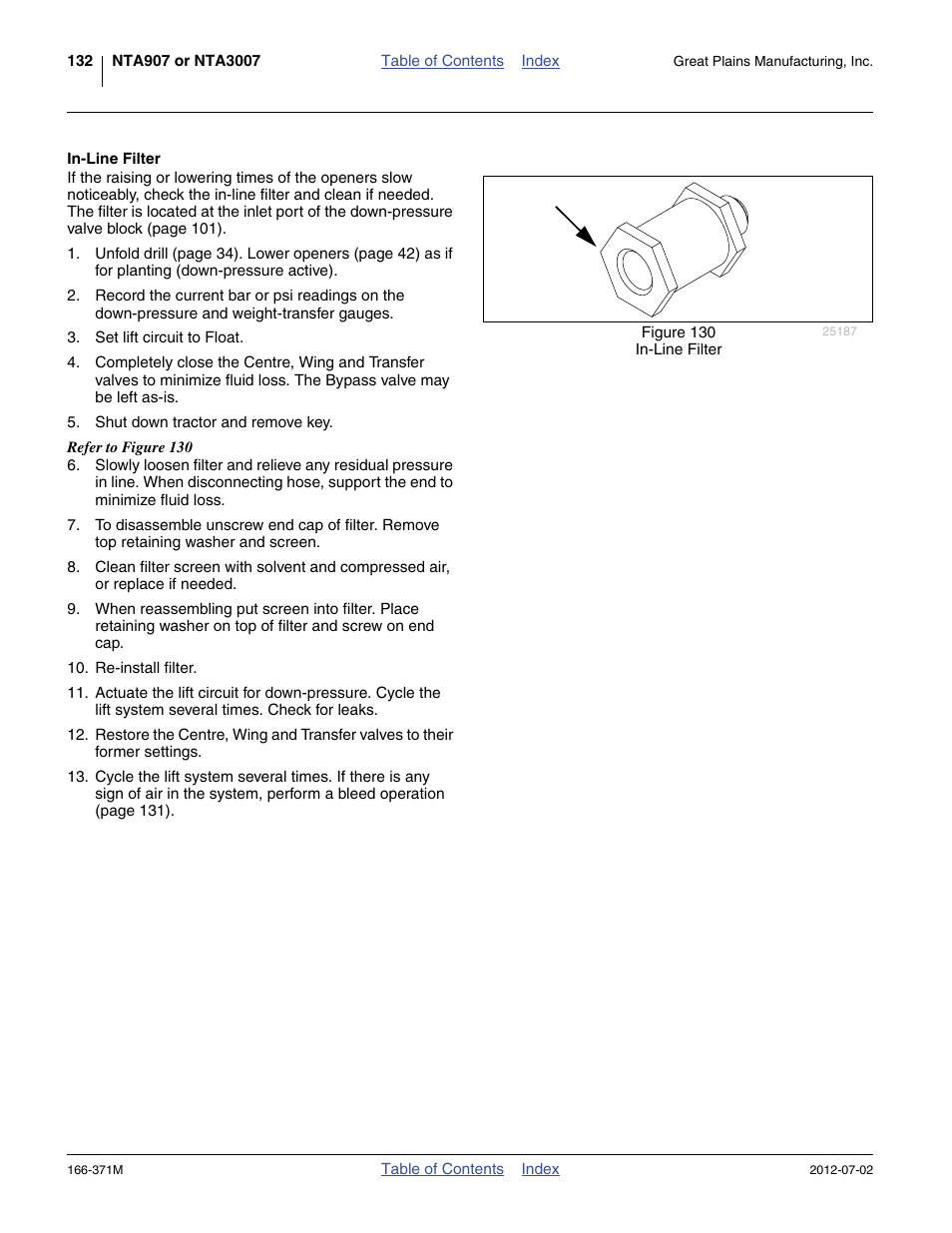In-line filter | Great Plains NTA3007 Operator Manual User Manual | Page 136 / 200