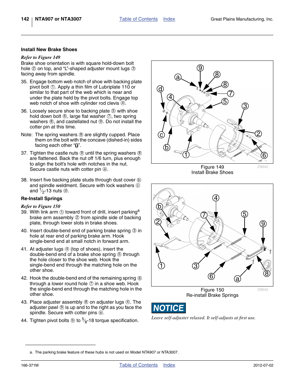 Install new brake shoes, Re-install springs | Great Plains NTA3007 Operator Manual User Manual | Page 146 / 200
