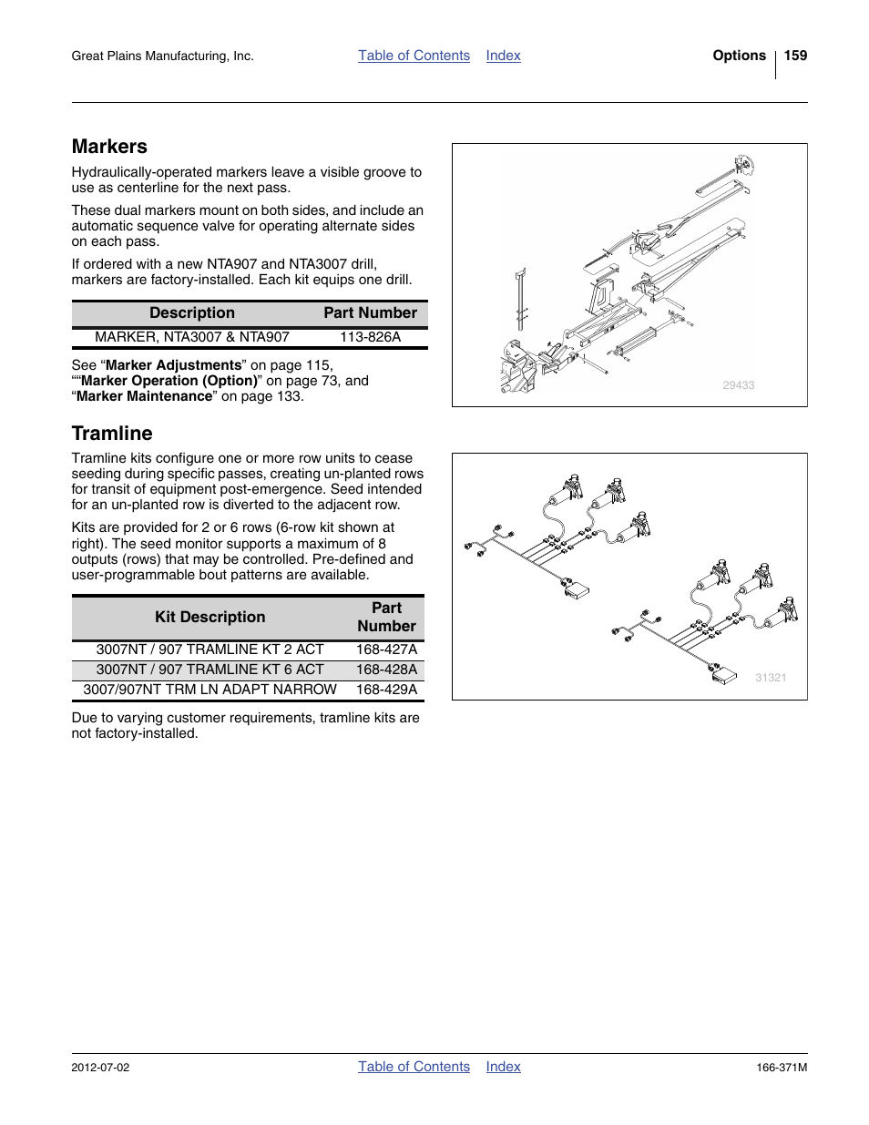 Markers, Tramline | Great Plains NTA3007 Operator Manual User Manual | Page 163 / 200