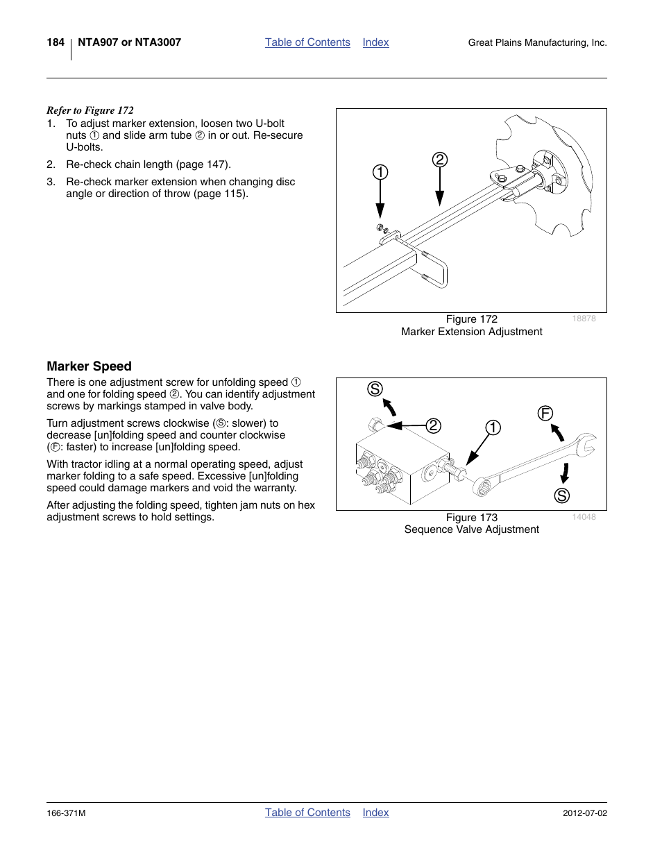 Marker speed, 12 f s s | Great Plains NTA3007 Operator Manual User Manual | Page 188 / 200