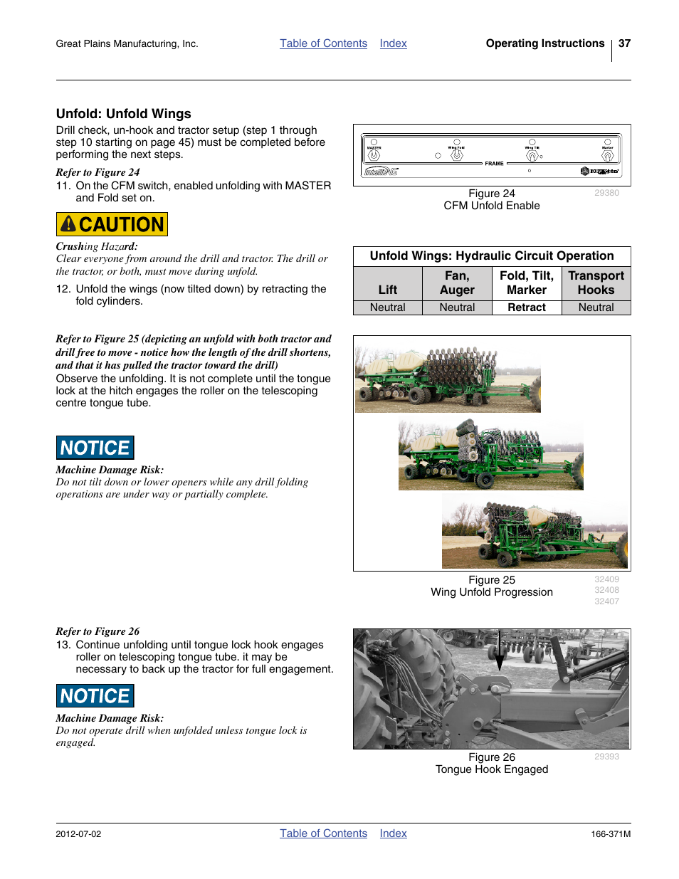 Unfold: unfold wings | Great Plains NTA3007 Operator Manual User Manual | Page 41 / 200