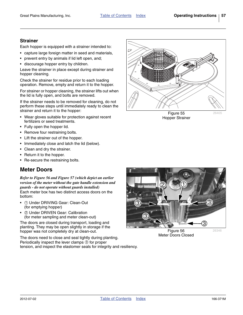 Strainer, Meter doors | Great Plains NTA3007 Operator Manual User Manual | Page 61 / 200