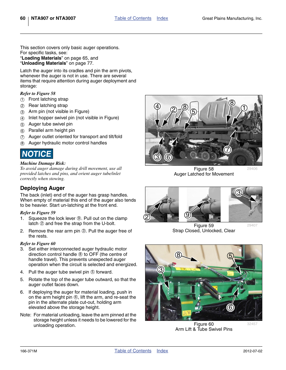 Deploying auger | Great Plains NTA3007 Operator Manual User Manual | Page 64 / 200