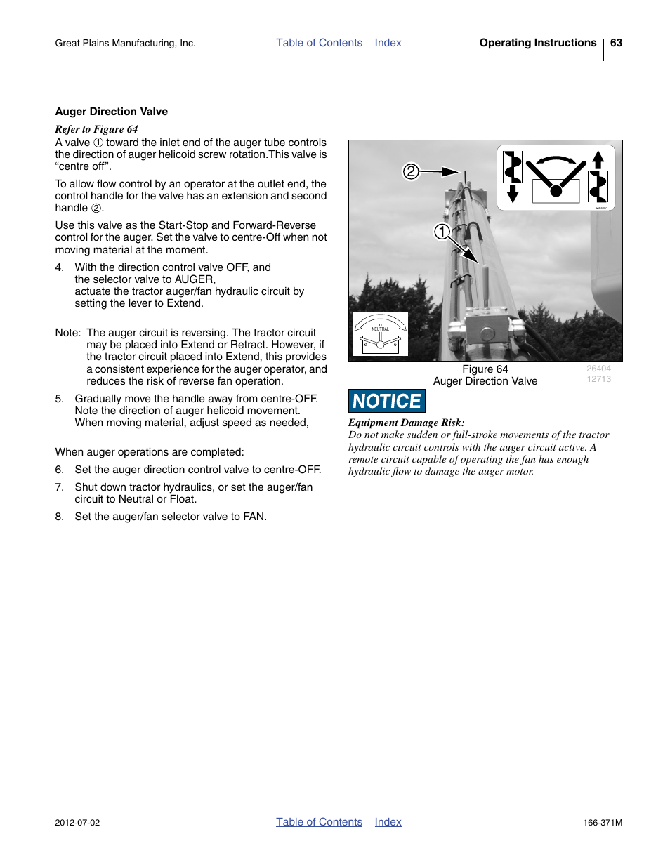 Auger direction valve | Great Plains NTA3007 Operator Manual User Manual | Page 67 / 200
