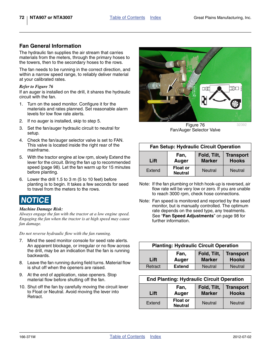 Fan general information | Great Plains NTA3007 Operator Manual User Manual | Page 76 / 200