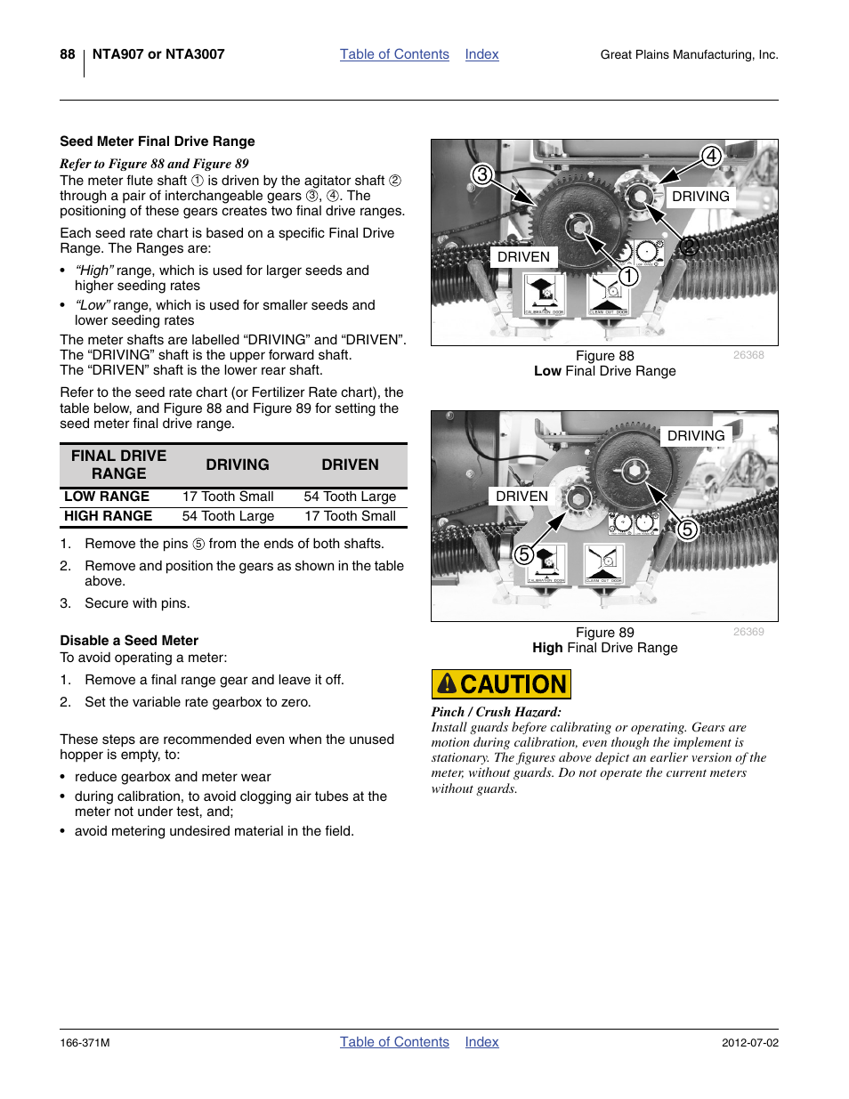 Seed meter final drive range, Disable a seed meter, Seed meter final drive range disable a seed meter | Great Plains NTA3007 Operator Manual User Manual | Page 92 / 200