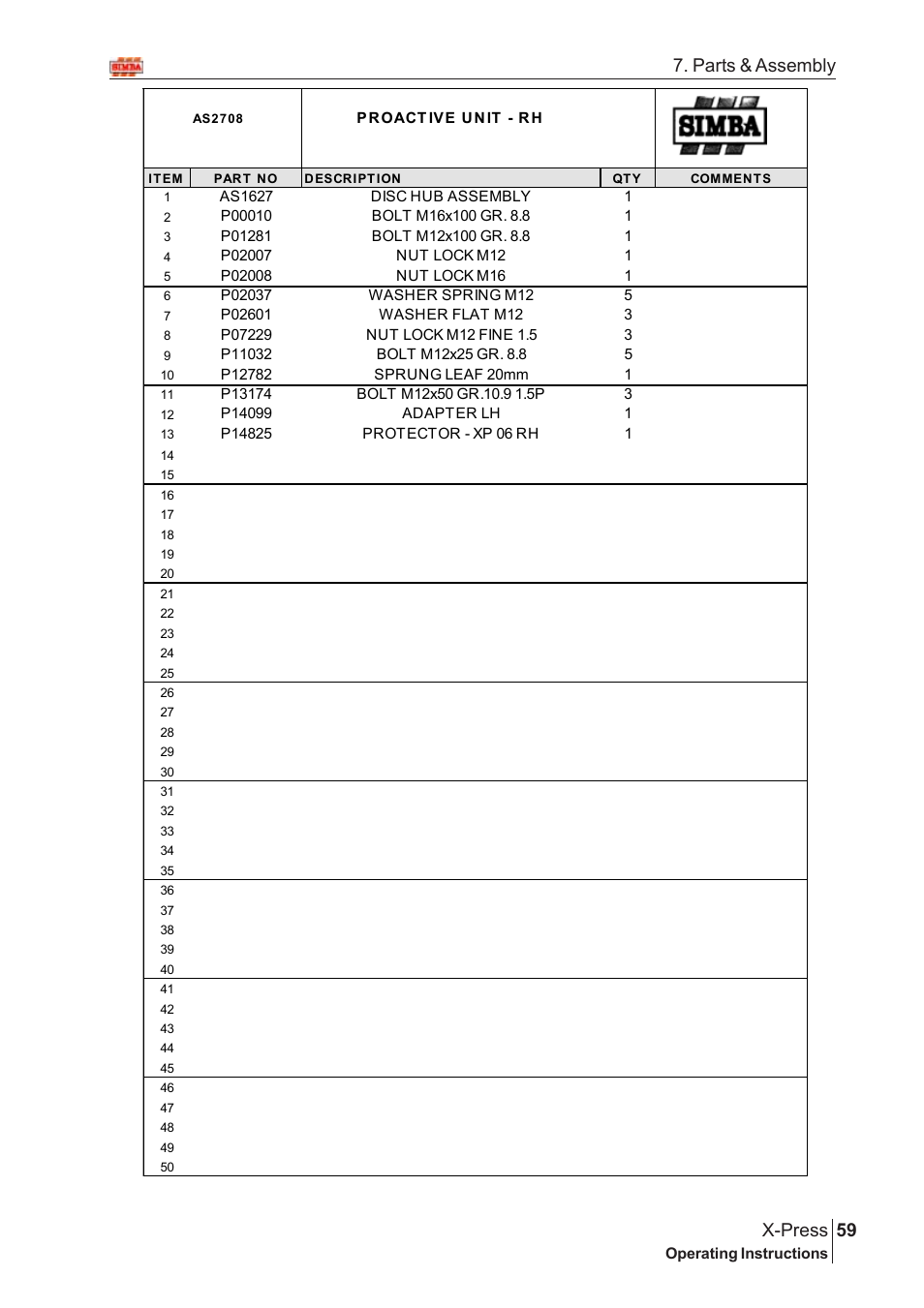 59 x-press, Parts & assembly | Great Plains X-PresS 2007 Assembly Instructions User Manual | Page 25 / 58