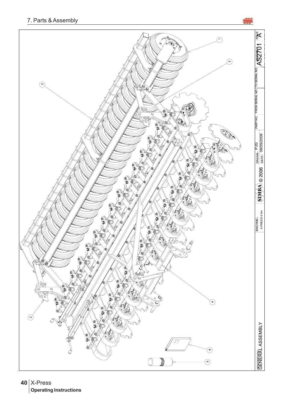 Aas2 70 1, X-press, 40 7. parts & assembly | Great Plains X-PresS 2007 Assembly Instructions User Manual | Page 6 / 58