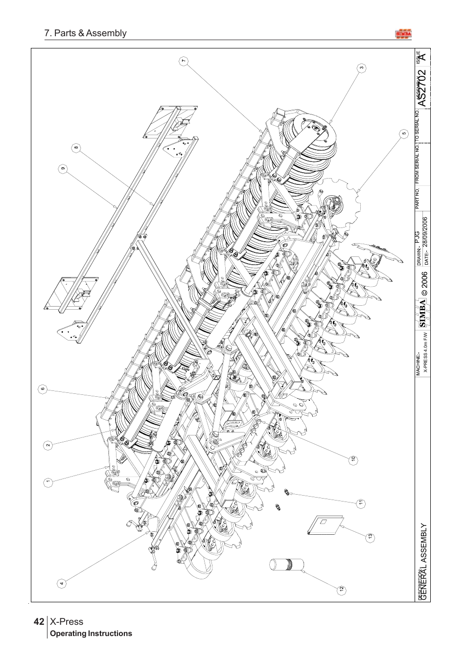 Aas2 70 2, X-press, 42 7. parts & assembly | Great Plains X-PresS 2007 Assembly Instructions User Manual | Page 8 / 58