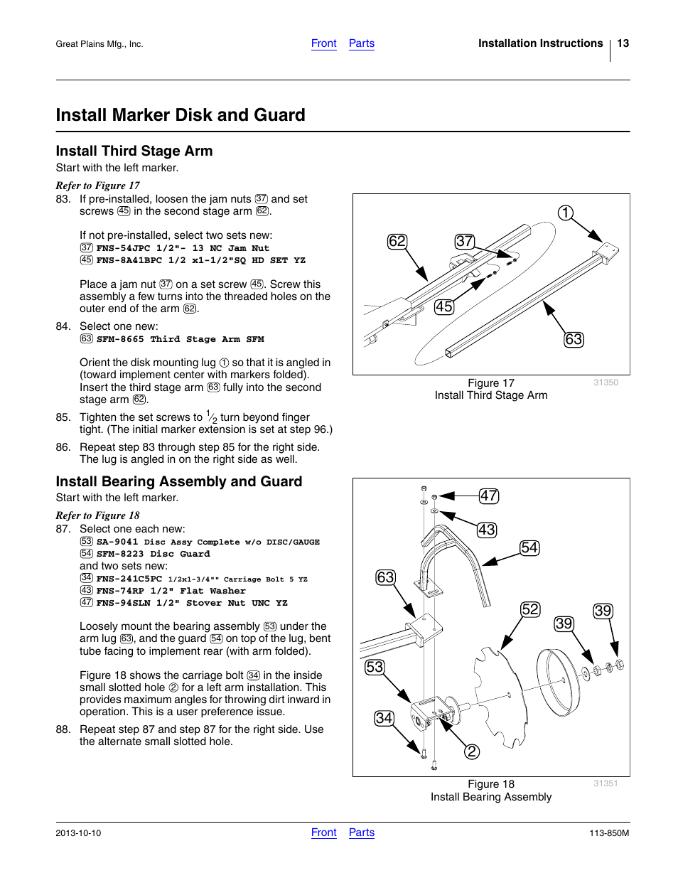 Install marker disk and guard, Install third stage arm, Install bearing assembly and guard | Great Plains NTA2007HD Assembly Instructions User Manual | Page 13 / 24