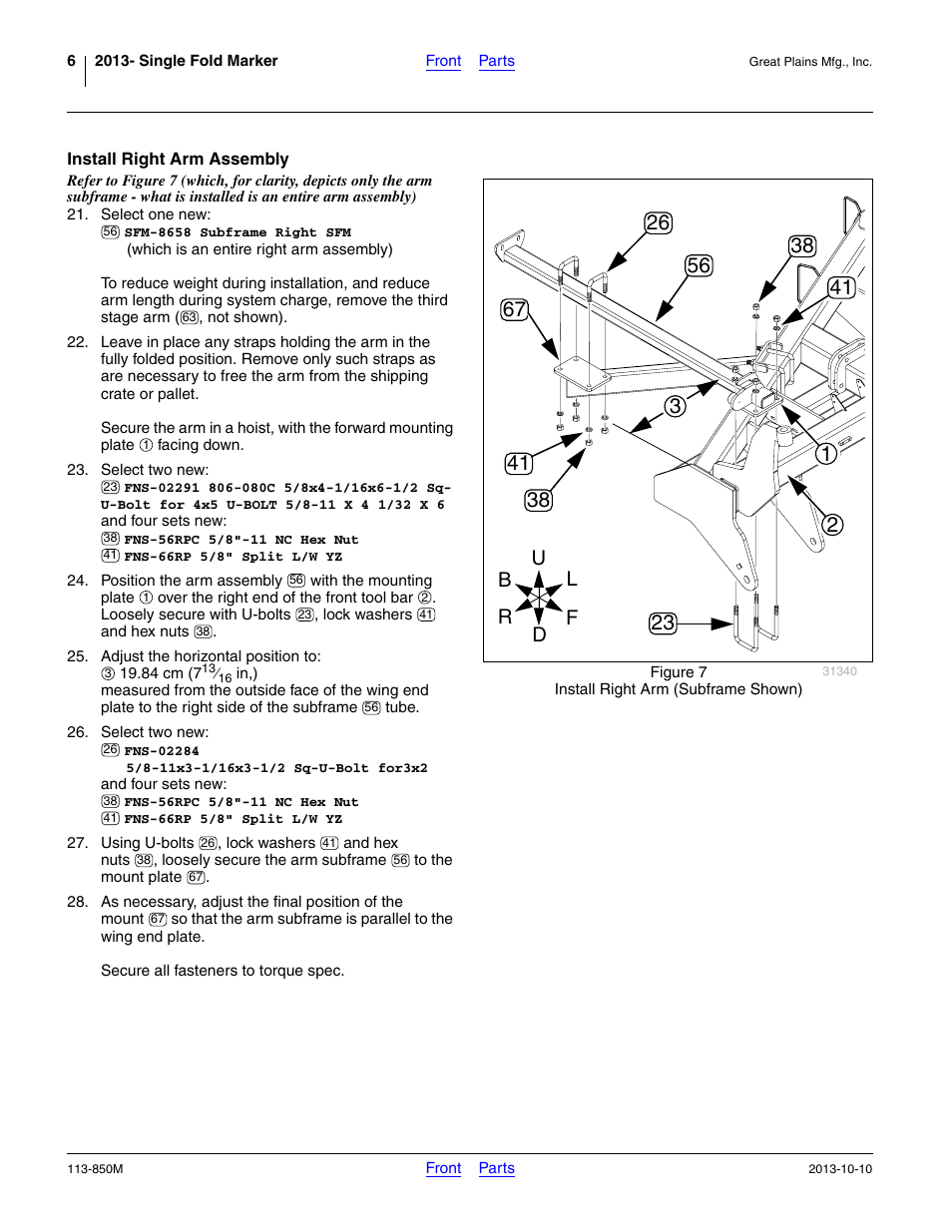 Install right arm assembly, Asteners finger-tight until step 28 | Great Plains NTA2007HD Assembly Instructions User Manual | Page 6 / 24