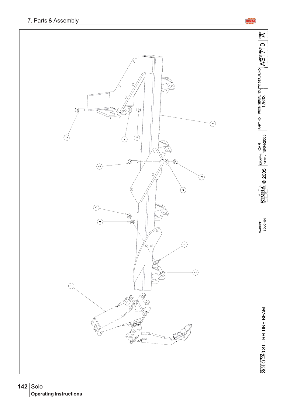 Aas17 10, Solo, 142 7. parts & assembly | Great Plains SOLO 450 Assembly Instructions User Manual | Page 102 / 164