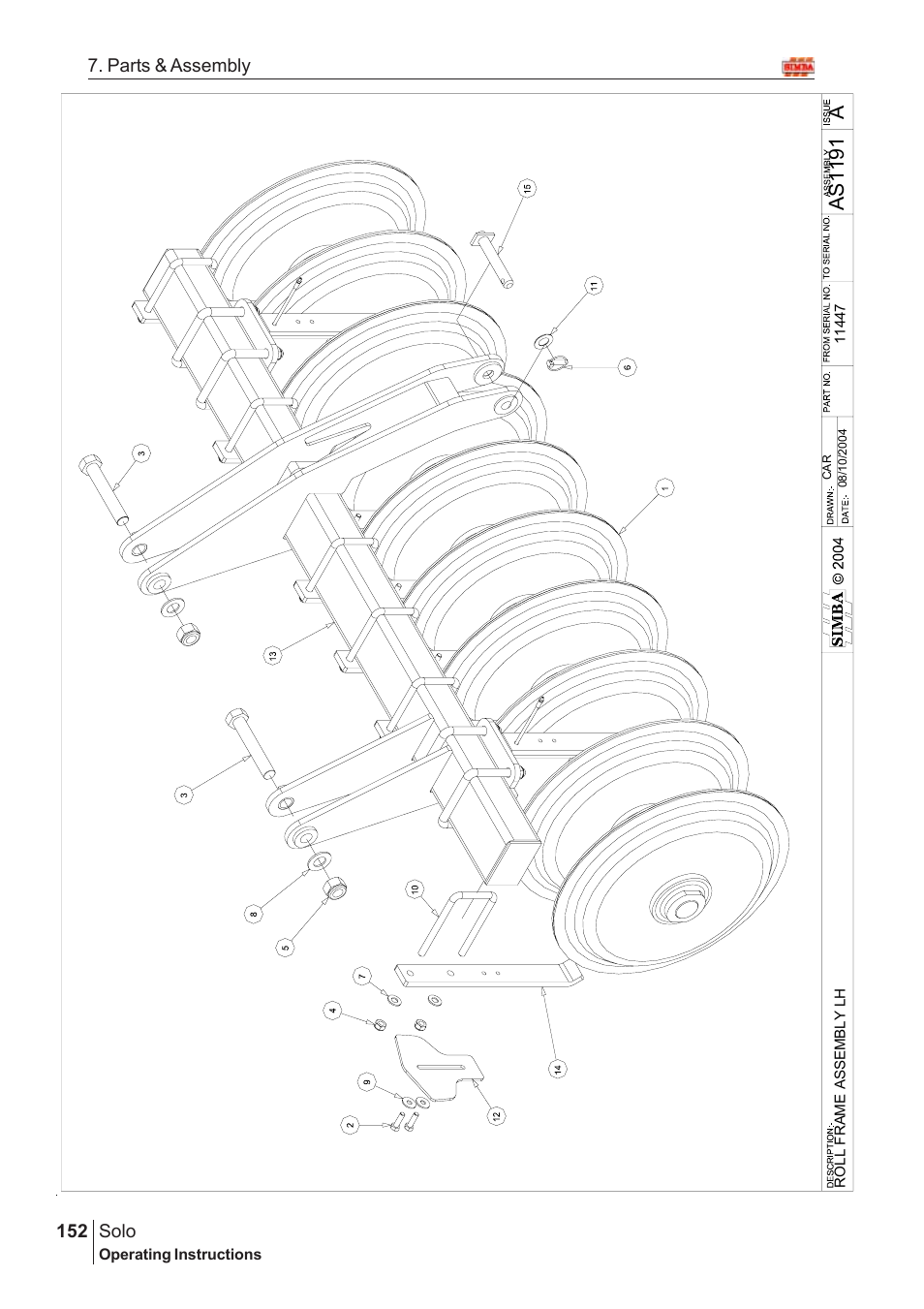 Aas11 91, Solo, 152 7. parts & assembly | Great Plains SOLO 450 Assembly Instructions User Manual | Page 112 / 164