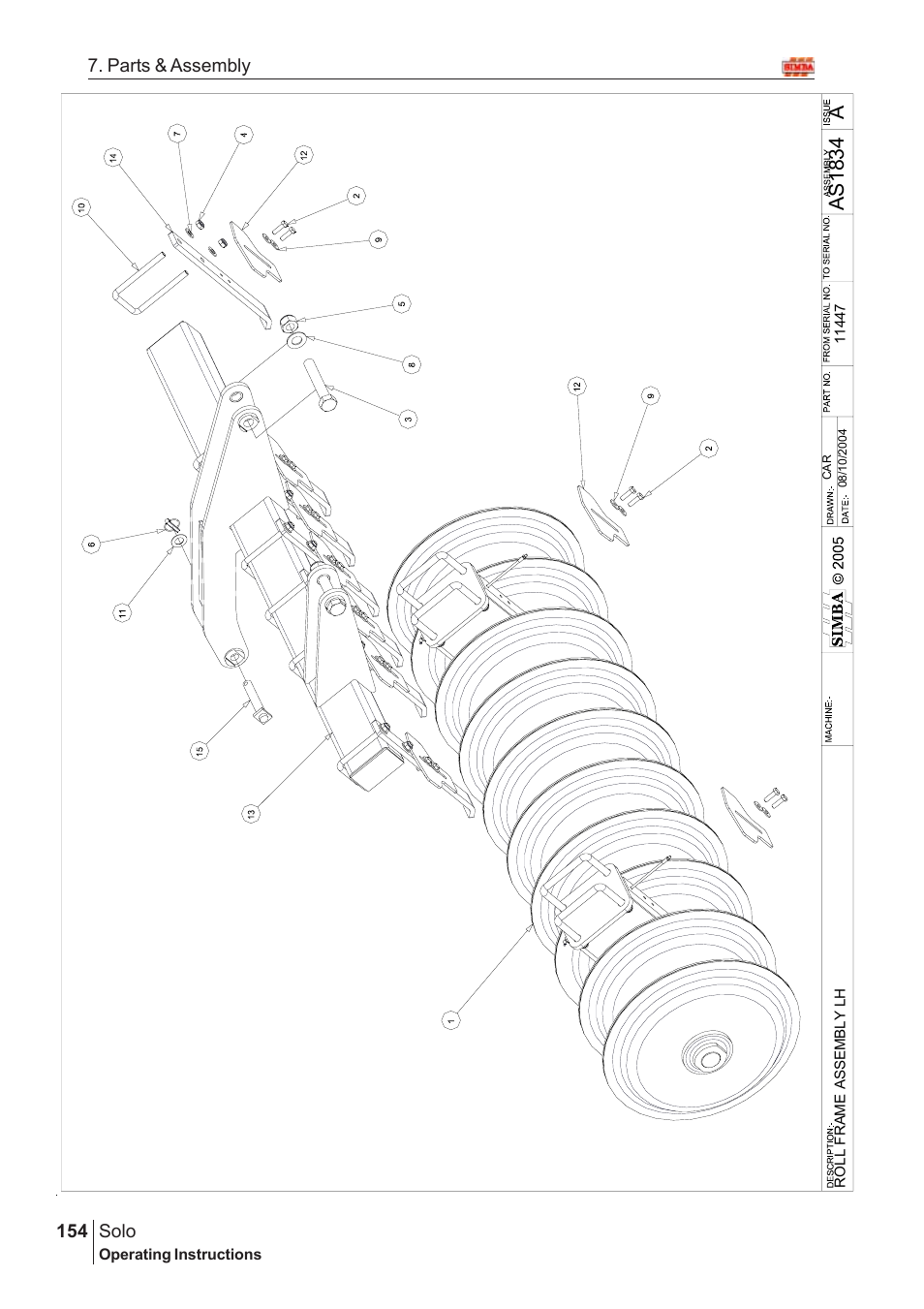 Aas18 34, Solo, 154 7. parts & assembly | Great Plains SOLO 450 Assembly Instructions User Manual | Page 114 / 164