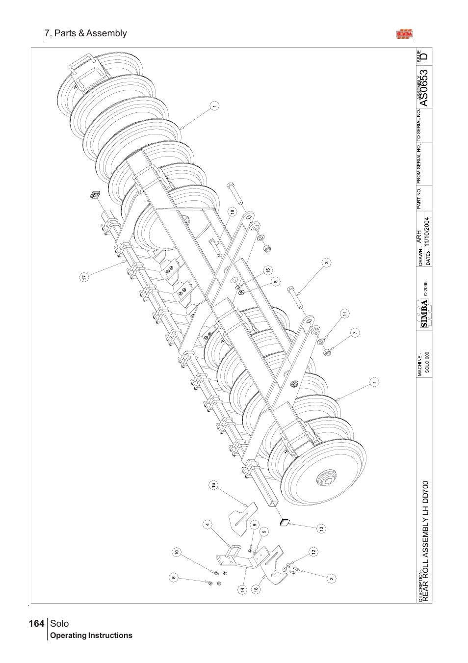 Das06 53, Solo, 164 7. parts & assembly | Great Plains SOLO 450 Assembly Instructions User Manual | Page 124 / 164