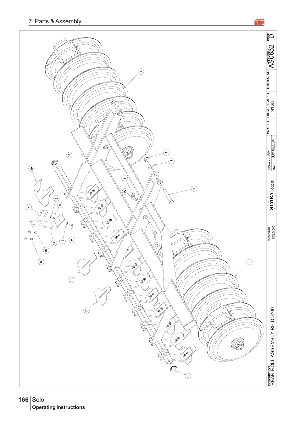 Das06 5 2, Solo, 166 7. parts & assembly | Great Plains SOLO 450 Assembly Instructions User Manual | Page 126 / 164