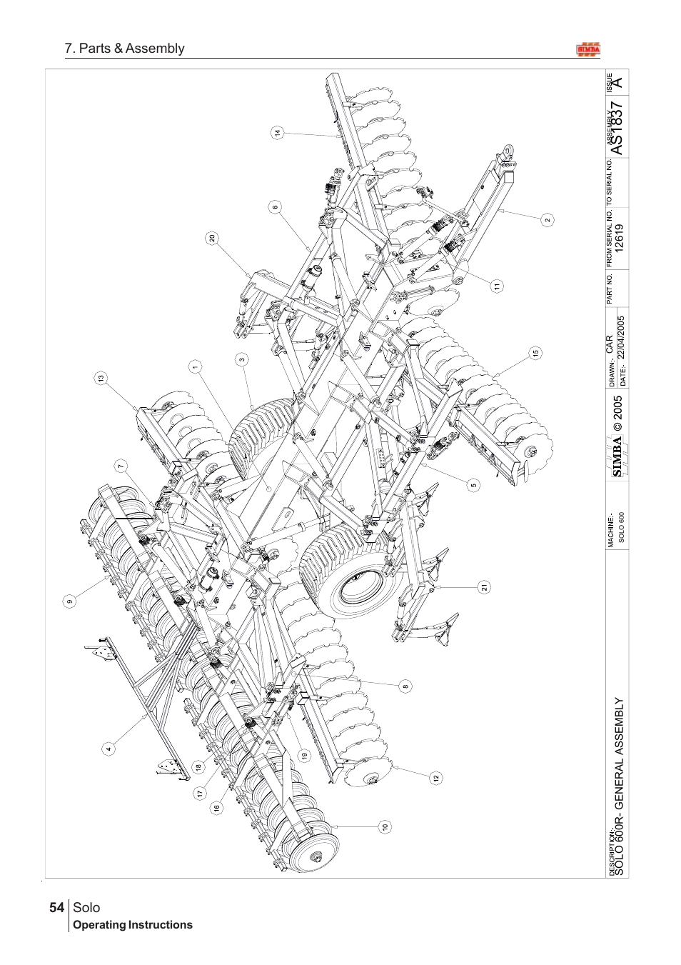 Aas18 37, Solo, 54 7. parts & assembly | Great Plains SOLO 450 Assembly Instructions User Manual | Page 14 / 164