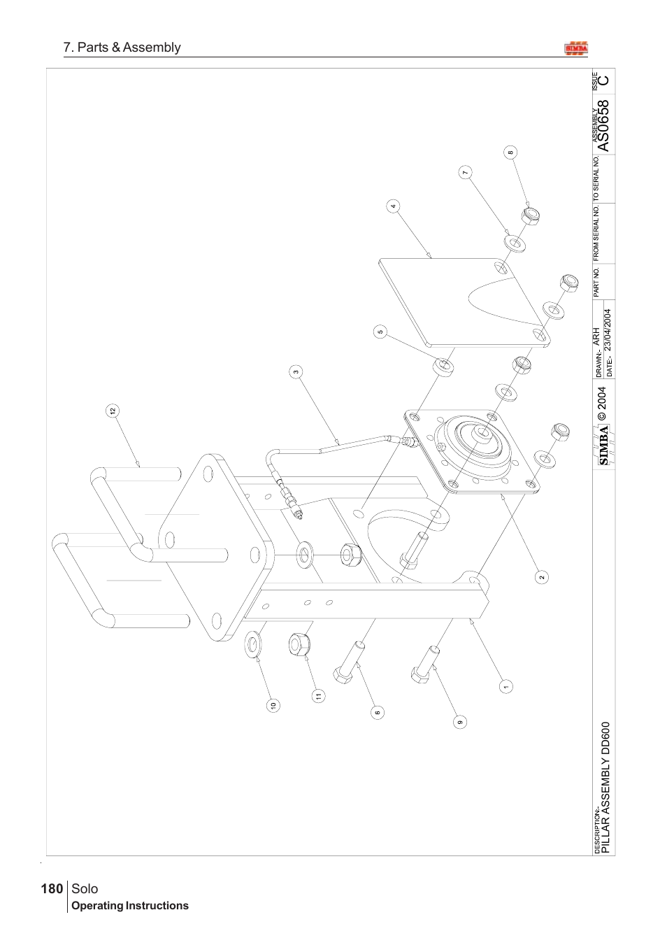 Cas0658, Solo, 180 7. parts & assembly | Great Plains SOLO 450 Assembly Instructions User Manual | Page 140 / 164