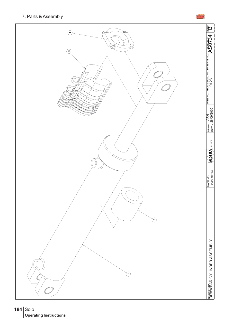 Bas07 34, Solo, 184 7. parts & assembly | Great Plains SOLO 450 Assembly Instructions User Manual | Page 144 / 164